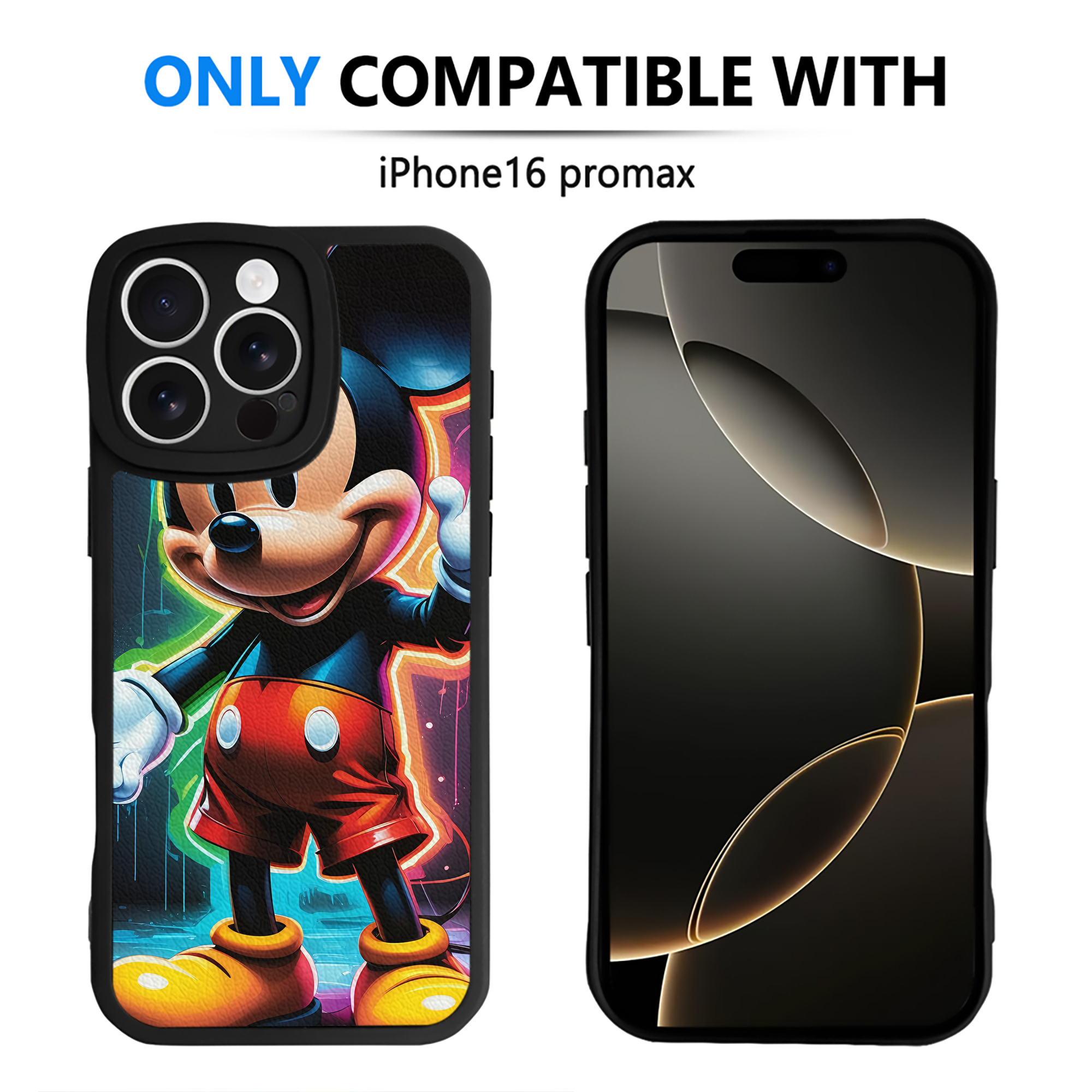 （画像用） ミッキーマウス Mickey Mouse 【iPhone 16シリーズ対応】シリコンスマホケース（レザー調） 材質：シリコン
